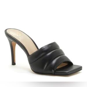 Vince‎ Camuto Leather Black Square Toe  Heels 8.5 NIB